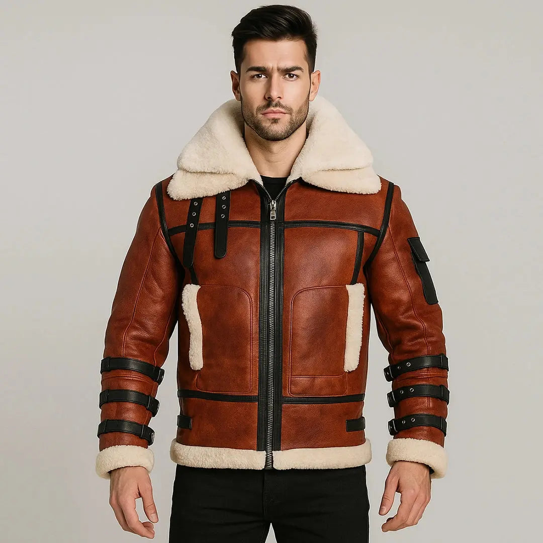 Buy Two-Tone RAF B3 Real Leather Bomber Jacket – Pilot Aviator Jacket for Men My Store
