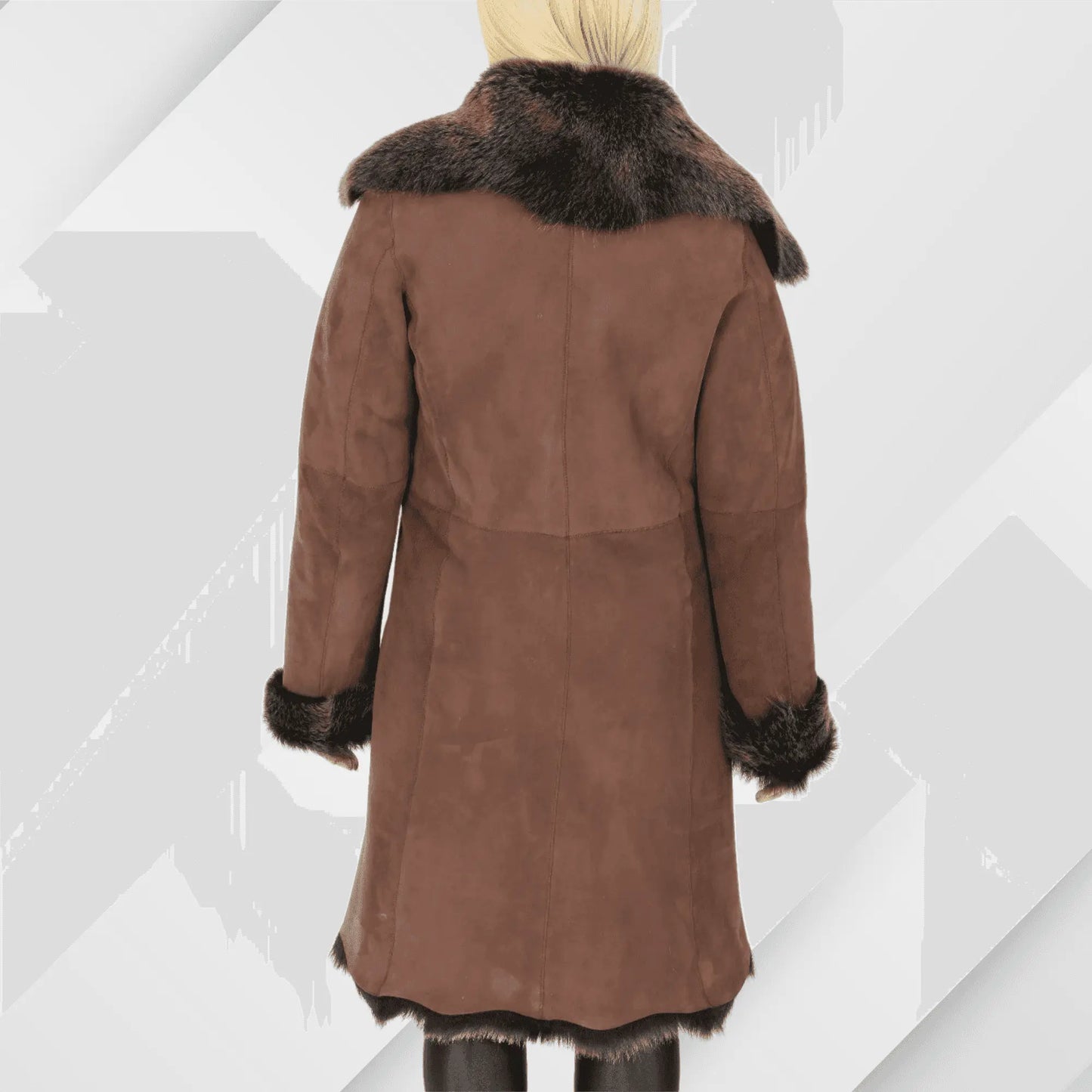 Women’s Toscana Sheepskin 3/4 Long Coat – Suede Shearling Luxury Jacket My Store