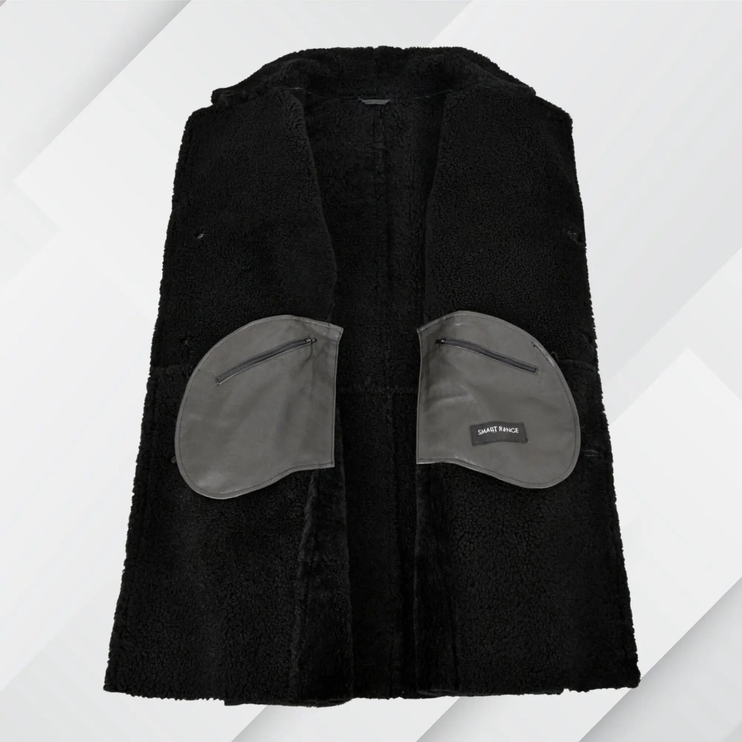 Men's Black Shearling Trench Coat – Buy Real Sheepskin Leather Jacket On Sale My Store