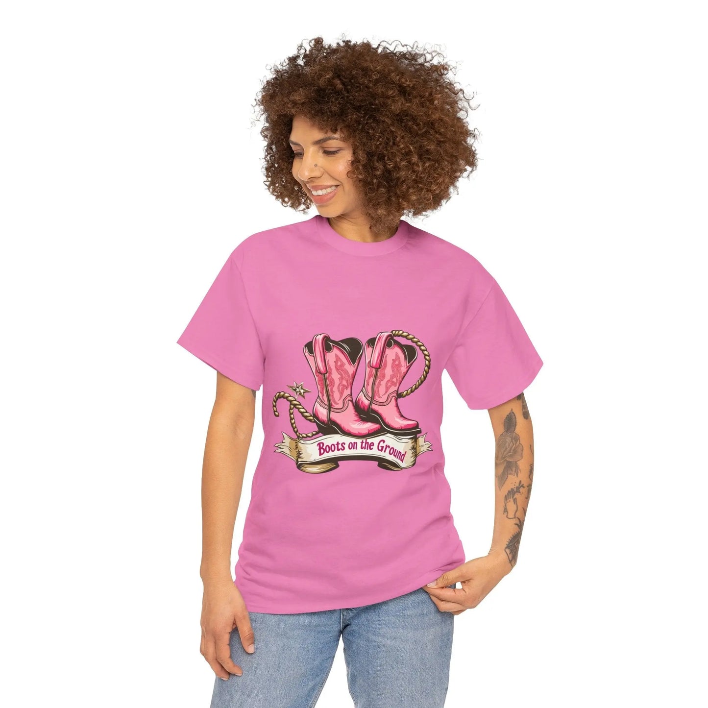 Boots on the Ground Unisex Heavy Cotton Tee - Country Style Graphic Shirt Printify