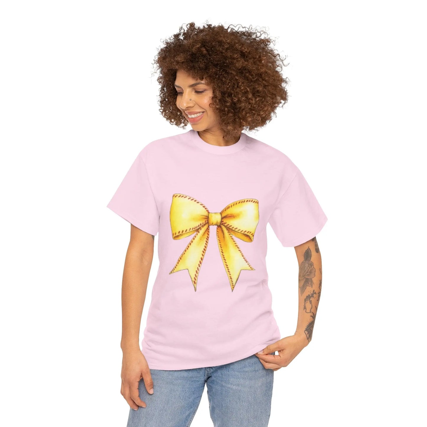Yellow Bow Unisex Heavy Cotton Tee – Perfect Gift for Celebrations & Everyday Wear Printify