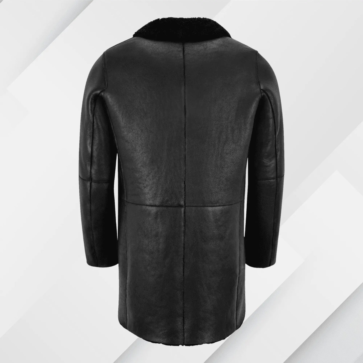 Men's Black Shearling Trench Coat – Buy Real Sheepskin Leather Jacket On Sale My Store