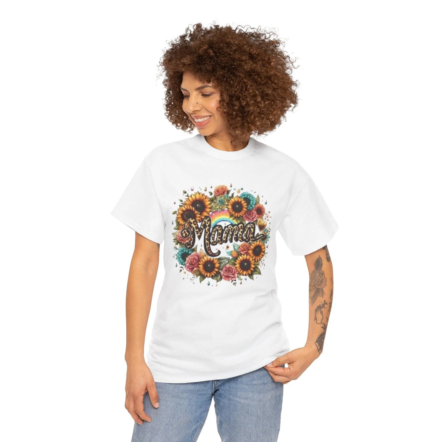 Floral Mama Tee - Unisex Heavy Cotton T-Shirt Printify