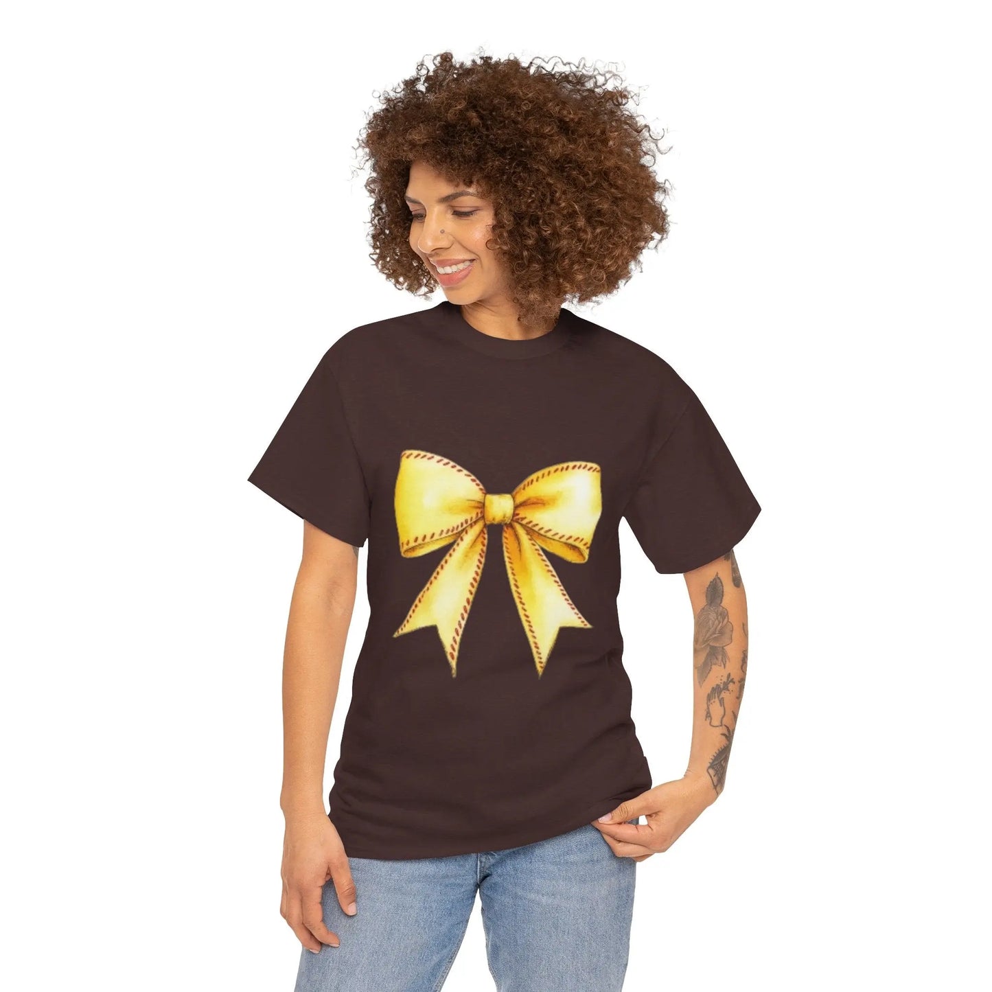 Yellow Bow Unisex Heavy Cotton Tee – Perfect Gift for Celebrations & Everyday Wear Printify
