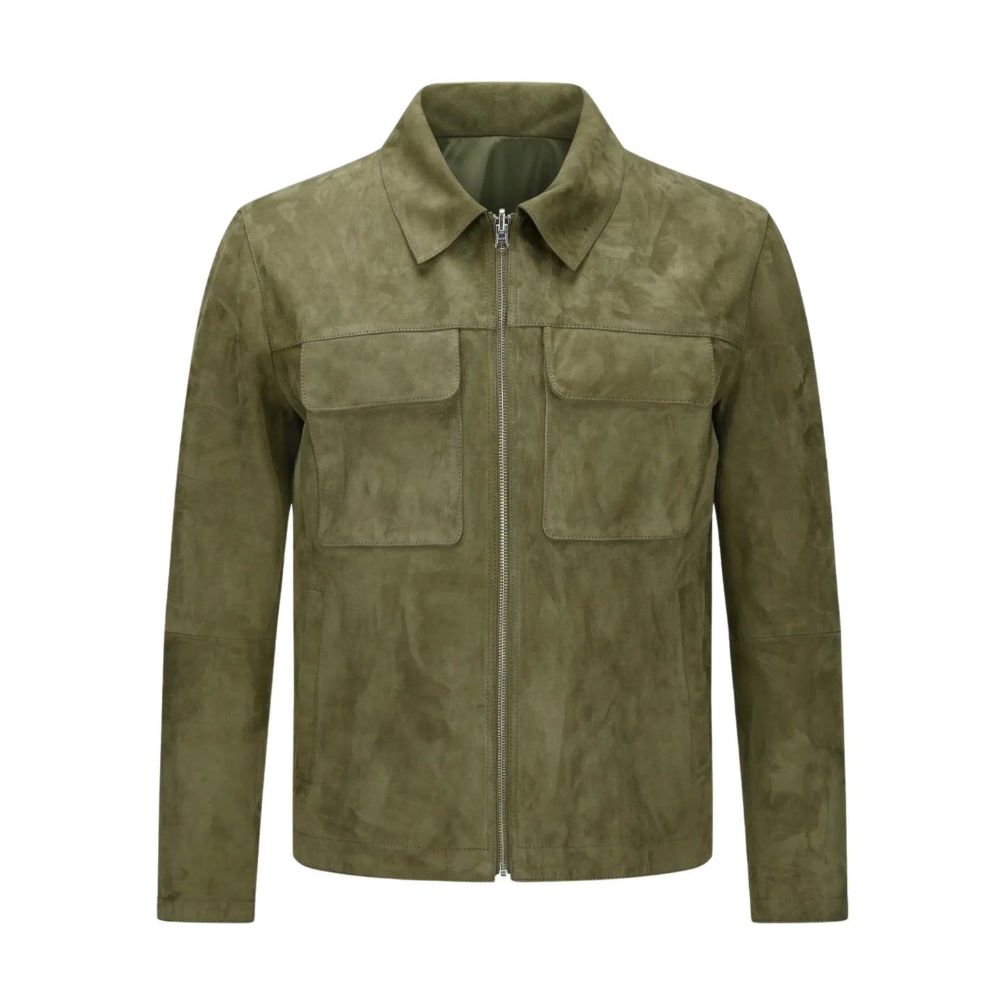 Mens Green Leather Trucker Pure Suede Jacket My Store