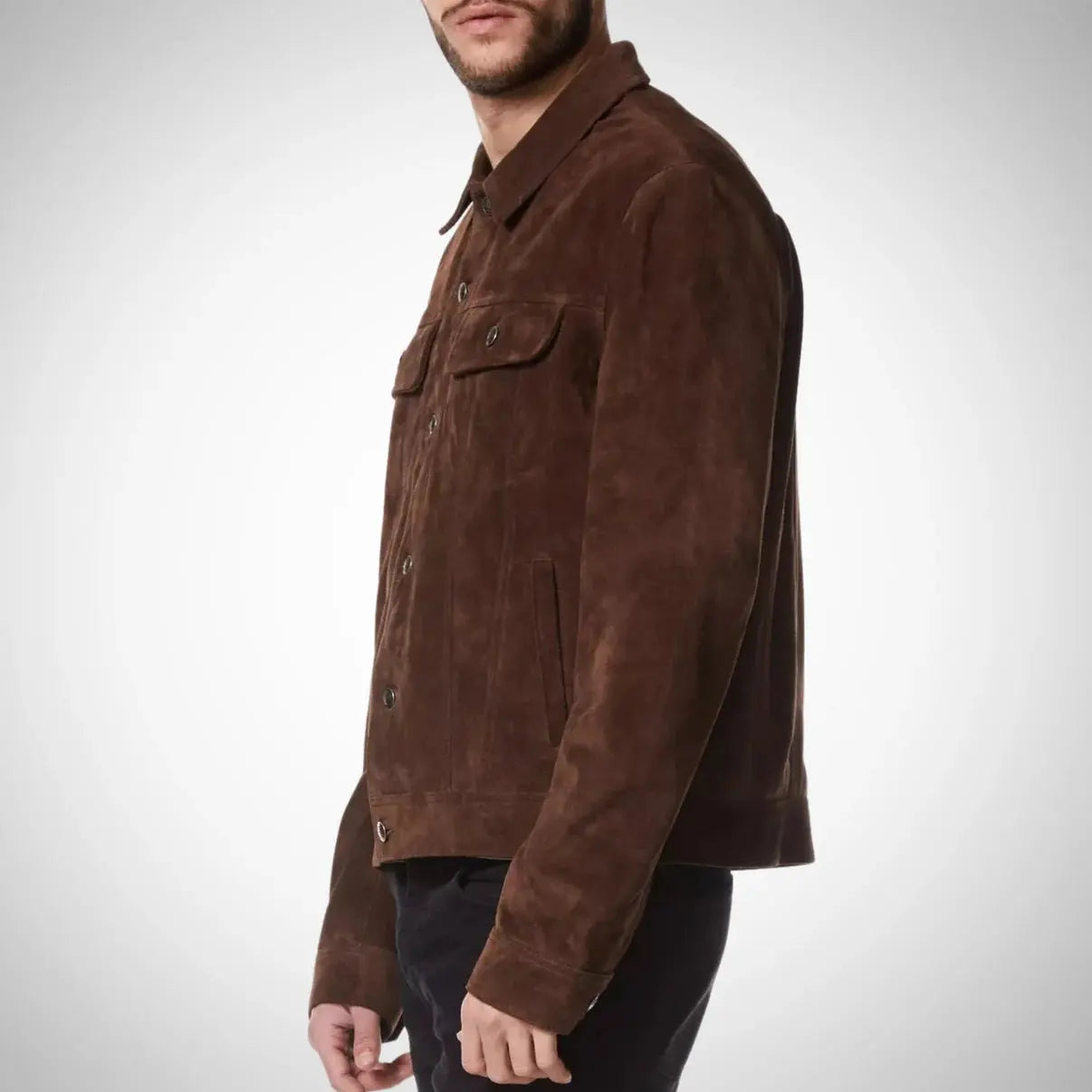 Men's Brown Suede Leather Trucker Jacket My Store