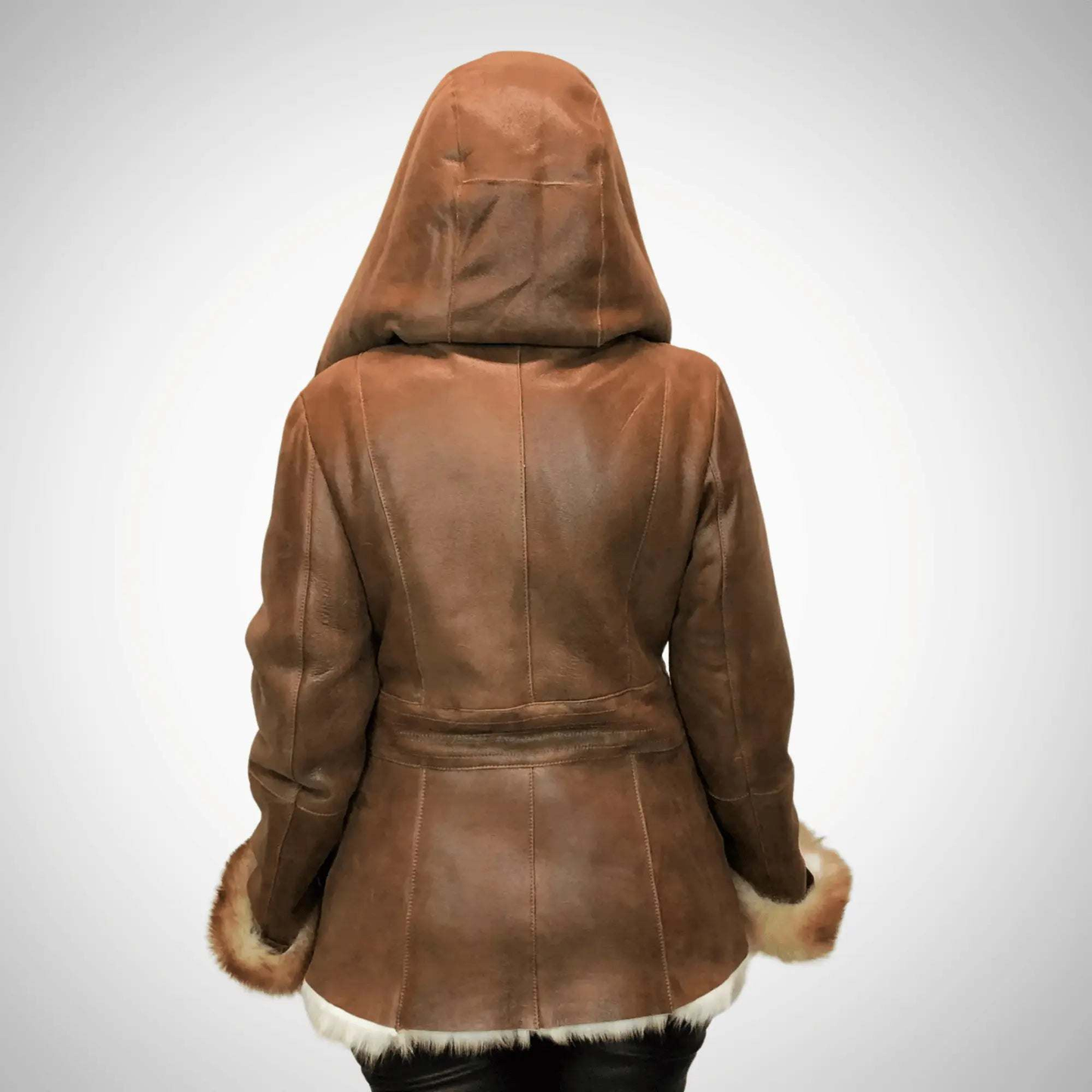 Women's Long-Hair Toscana Shearling Leather Coat with Hood My Store