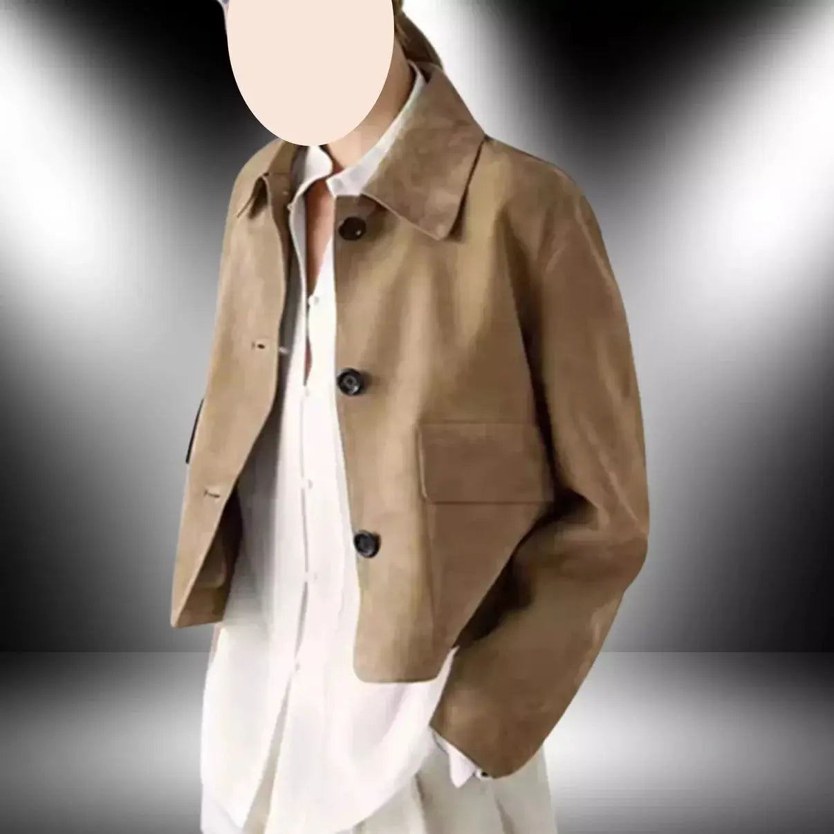 Women's Short Suede Leather Blazer Coat My Store