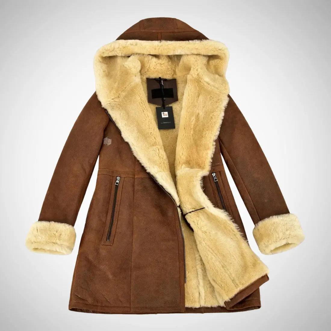 Women’s Copper Vintage B3 Bomber Real Shearling Aviator Coat My Store