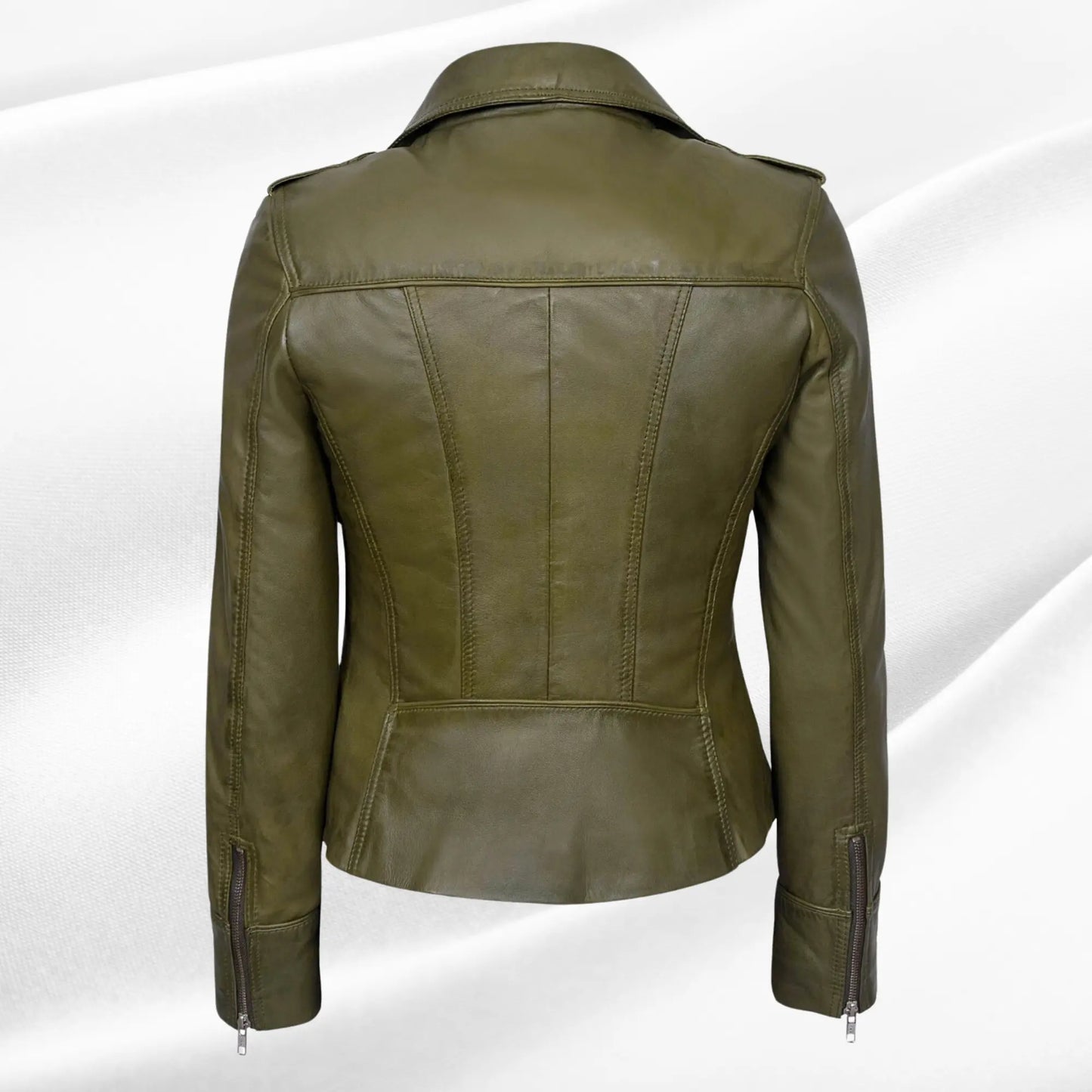 Ladies Leather Jacket | Olive Fashion Biker Style My Store