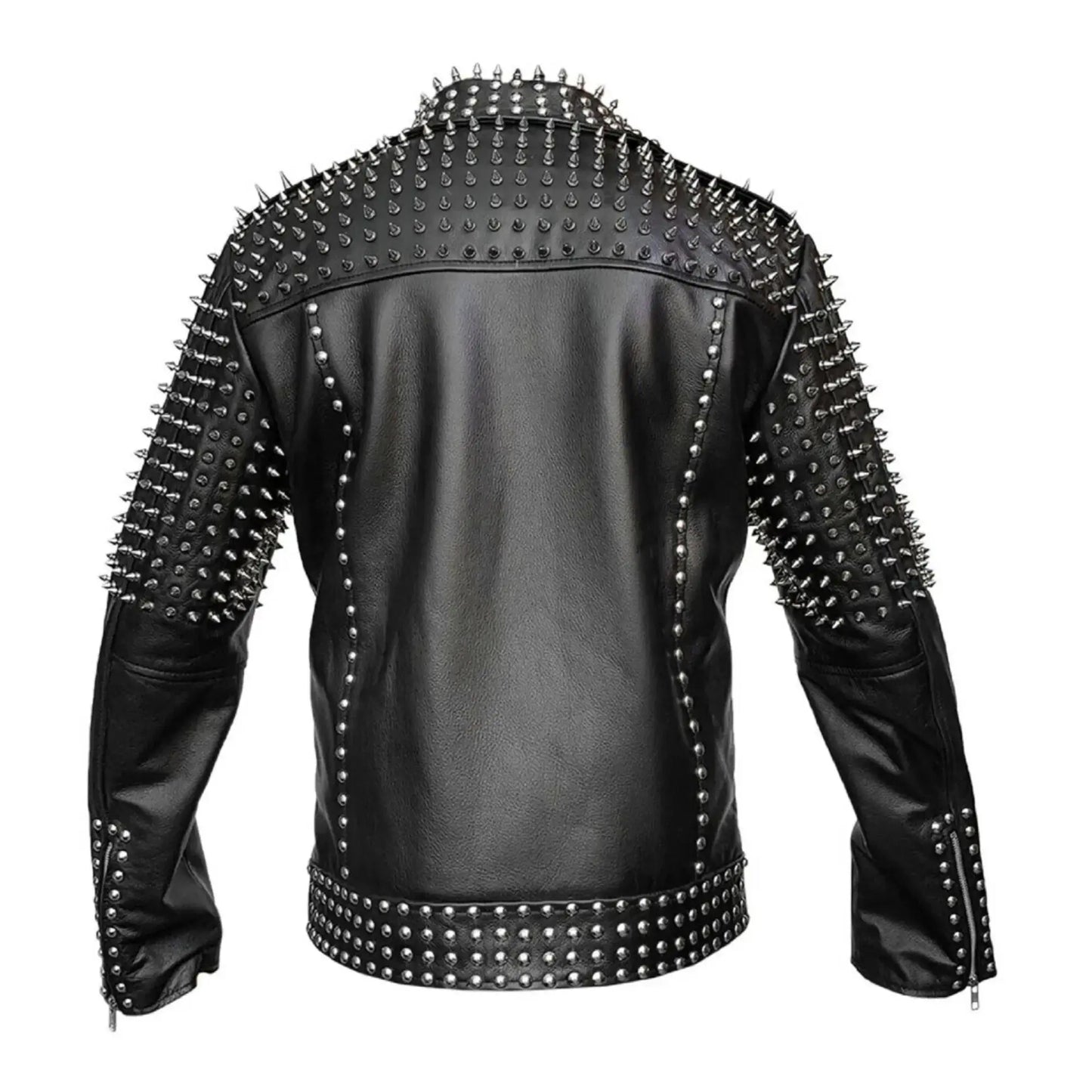 Custom Studded Leather Biker Jacket – Handmade Punk Moto Spike Jacket – Men Rock Motorcycle Coat My Store