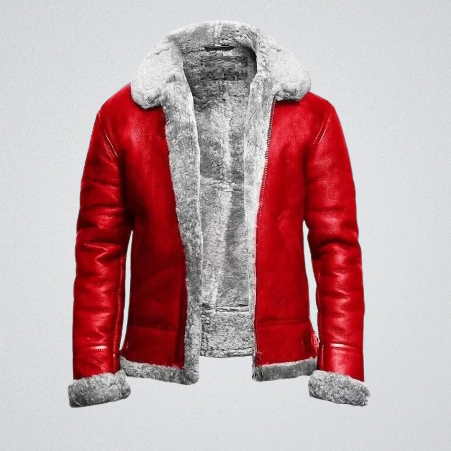 Handmade Red A2 Exquisite Shearling Coat - Santa Claus Christmas Fashion Leather Bomber Jacket My Store