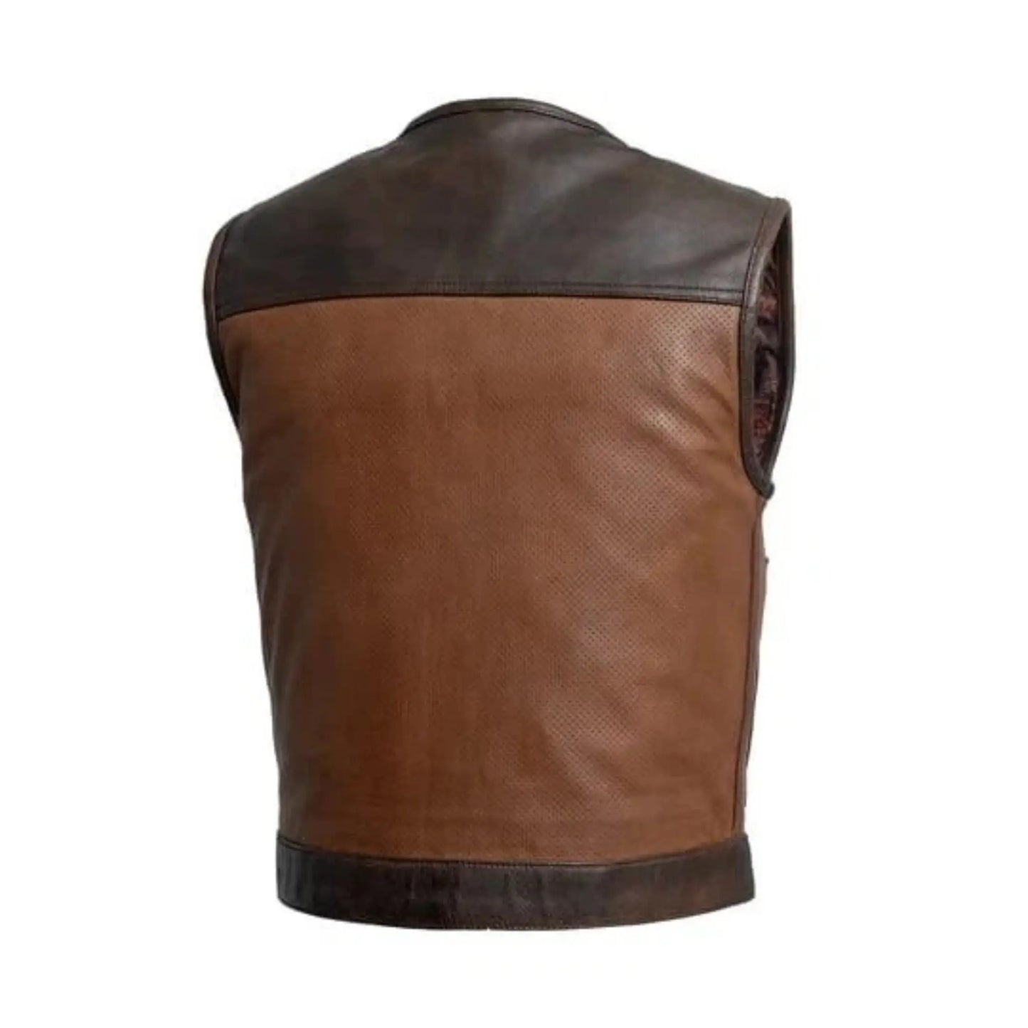 Black and Brown Leather Biker Vest Motorcycle Men Waistcoat Distress Brown Vest Rider Vest My Store