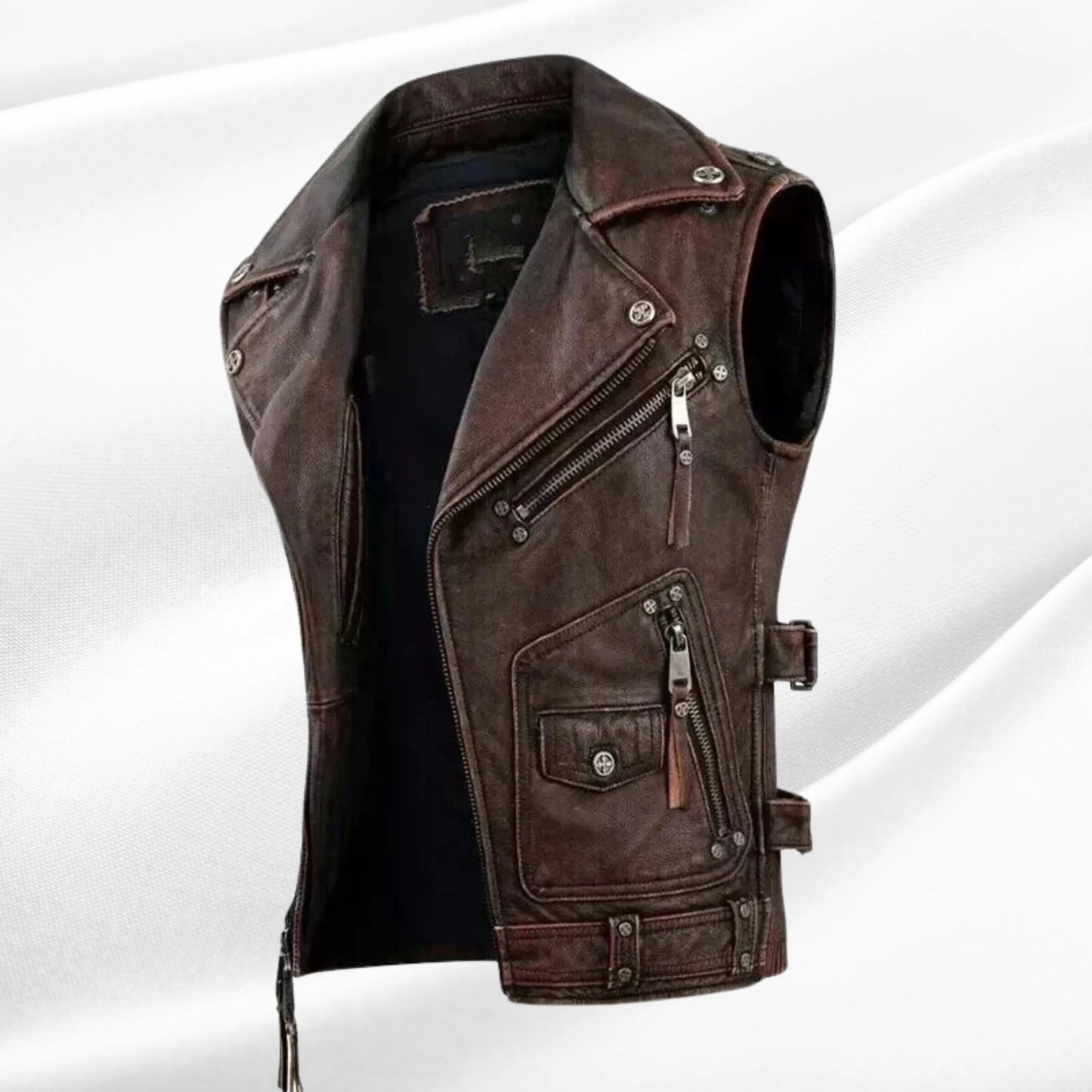 Men's Vintage Leather Motorcycle Vest – Custom Biker Bomber Jacket My Store