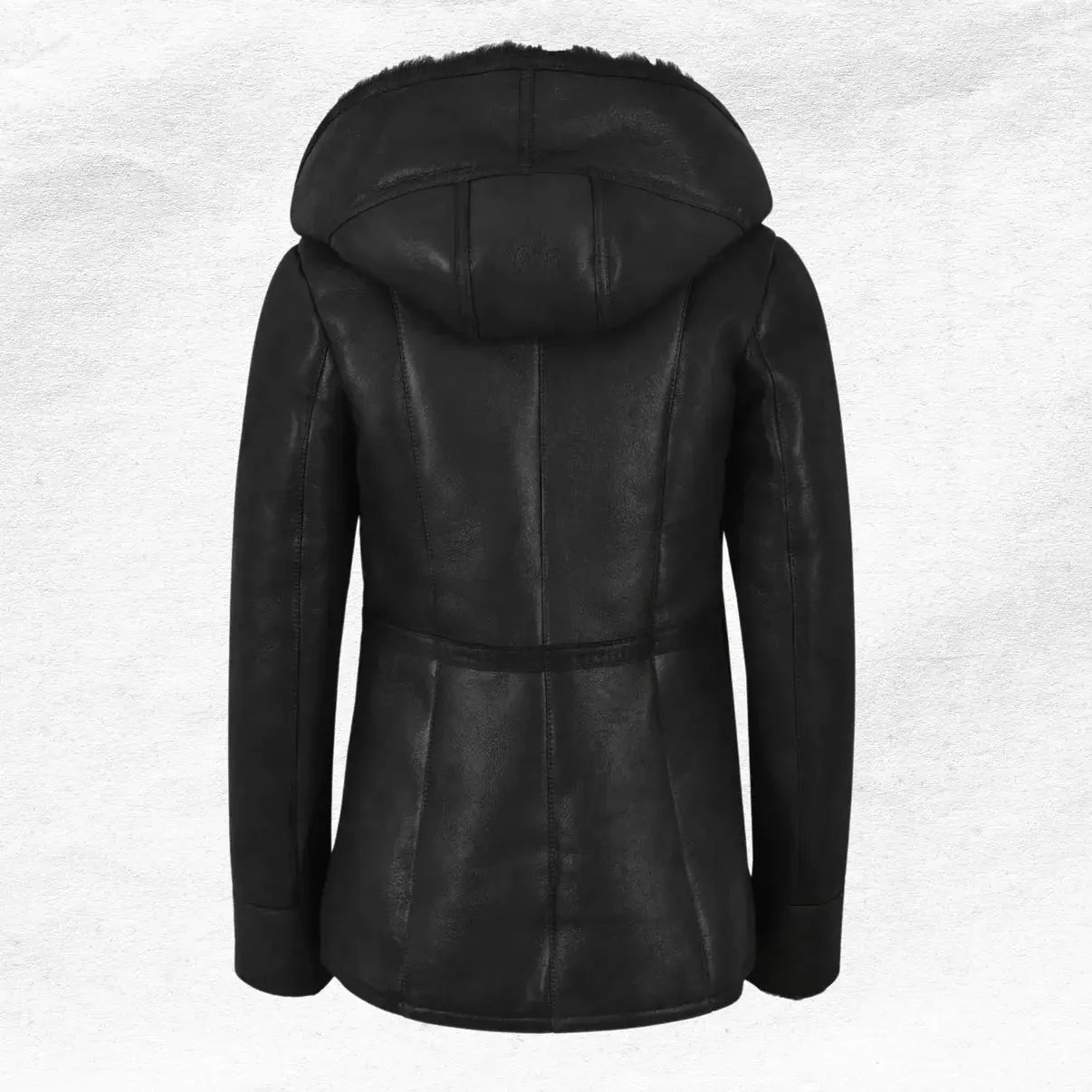 Ladies B3 Flying Real Shearling Sheepskin Black Fur Hoodie Jacket My Store
