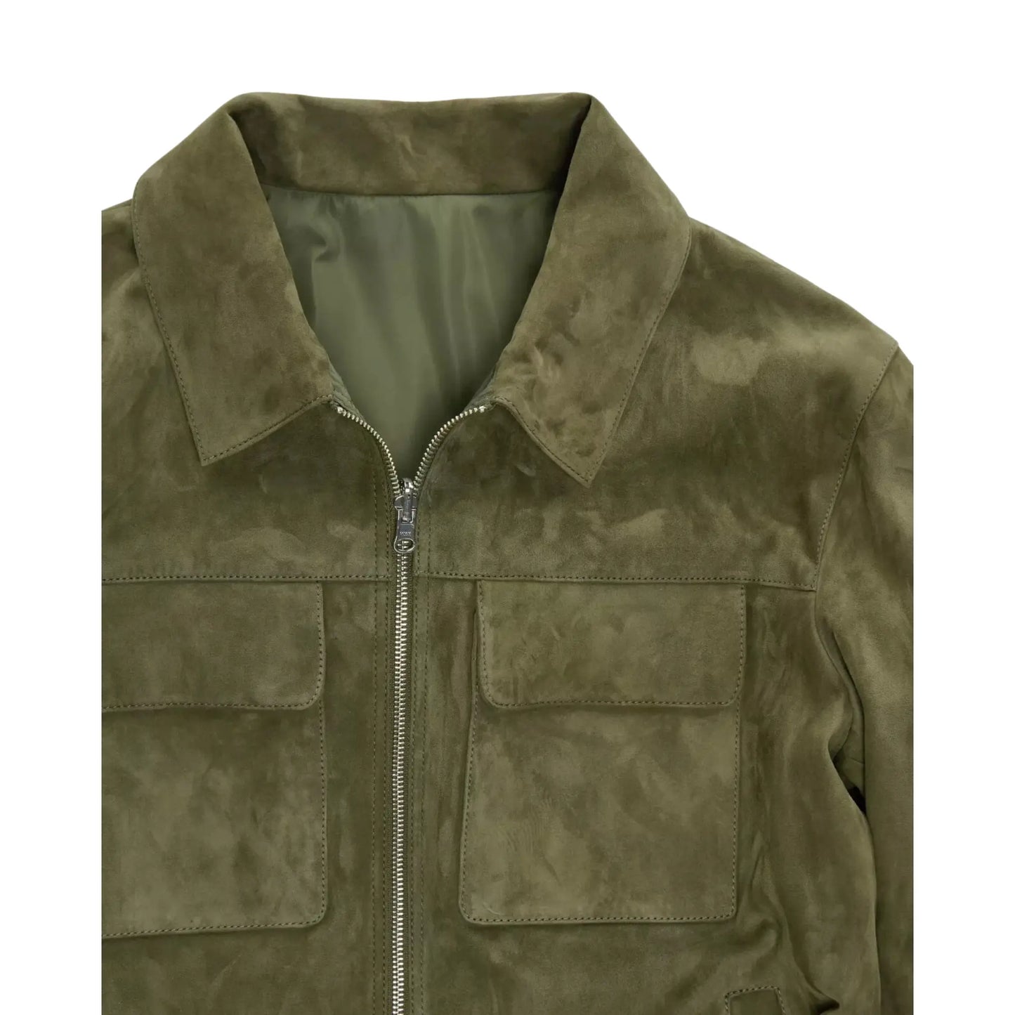 Mens Green Leather Trucker Pure Suede Jacket My Store