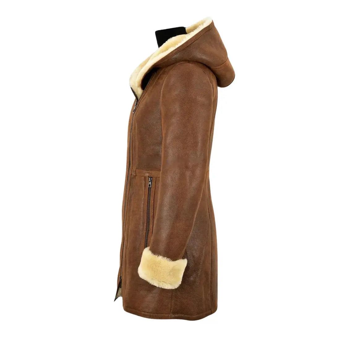 Women’s Copper Vintage B3 Bomber Real Shearling Aviator Coat My Store