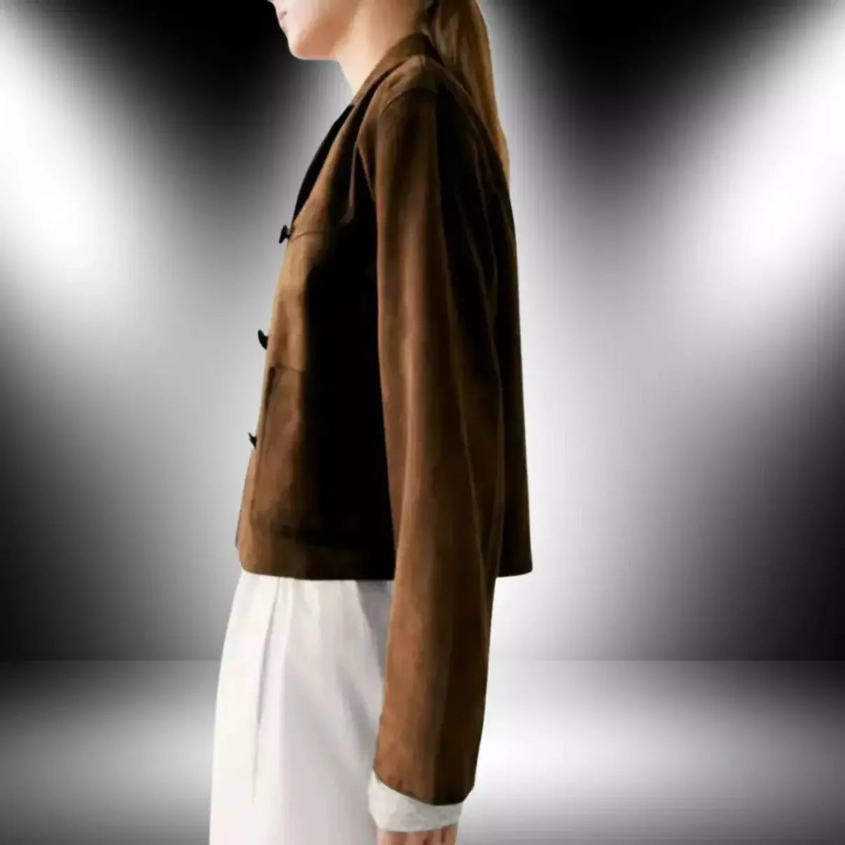 Women's Short Suede Leather Blazer Coat My Store