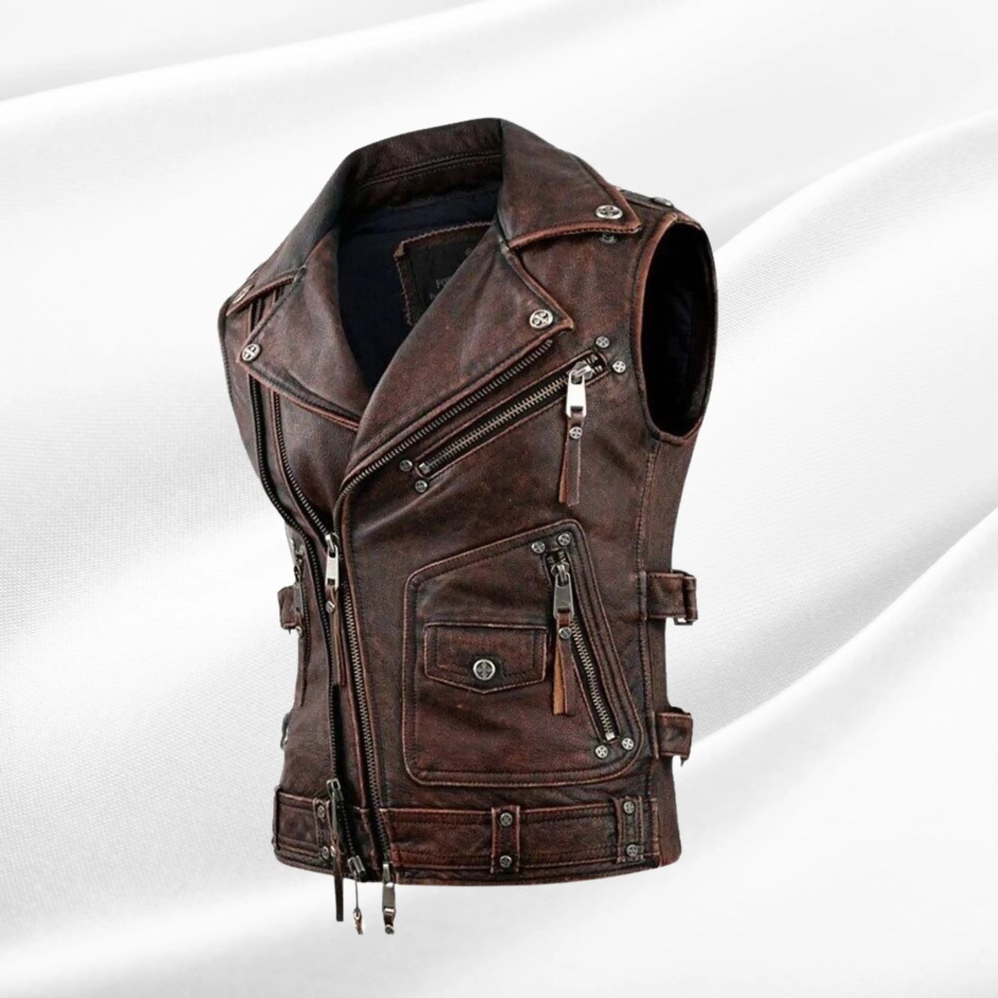 Men's Vintage Leather Motorcycle Vest – Custom Biker Bomber Jacket My Store