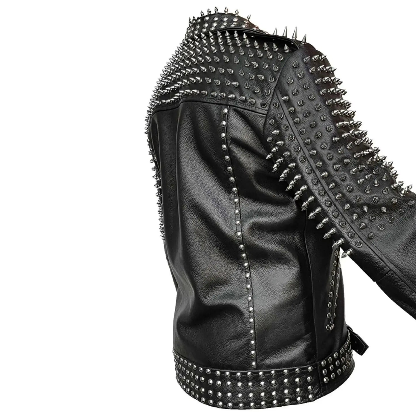 Custom Studded Leather Biker Jacket – Handmade Punk Moto Spike Jacket – Men Rock Motorcycle Coat My Store