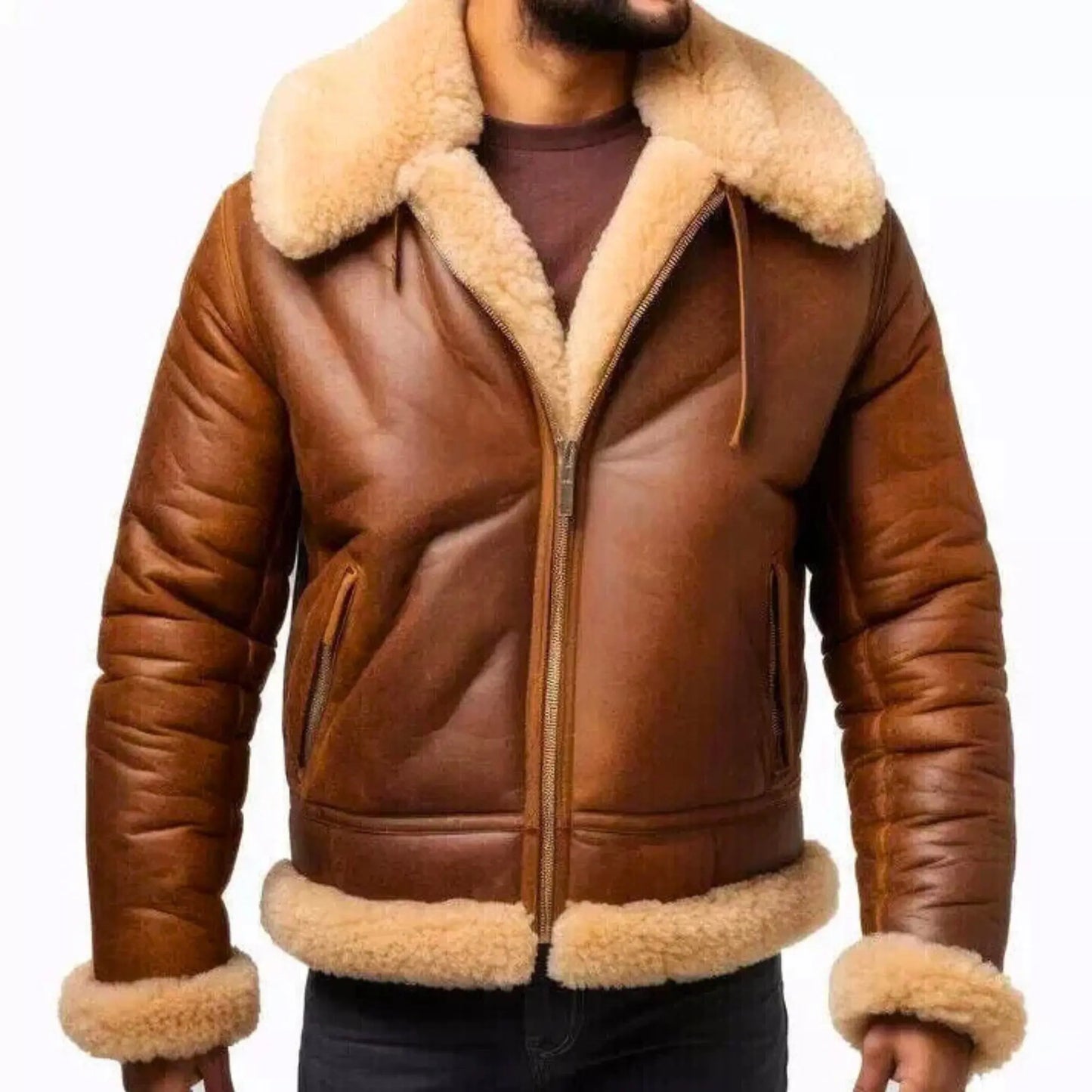 RAF B3 Shearling Bomber Jacket – Men’s Brown Sheepskin Leather Aviator Coat | Authentic WWII Pilot Style My Store
