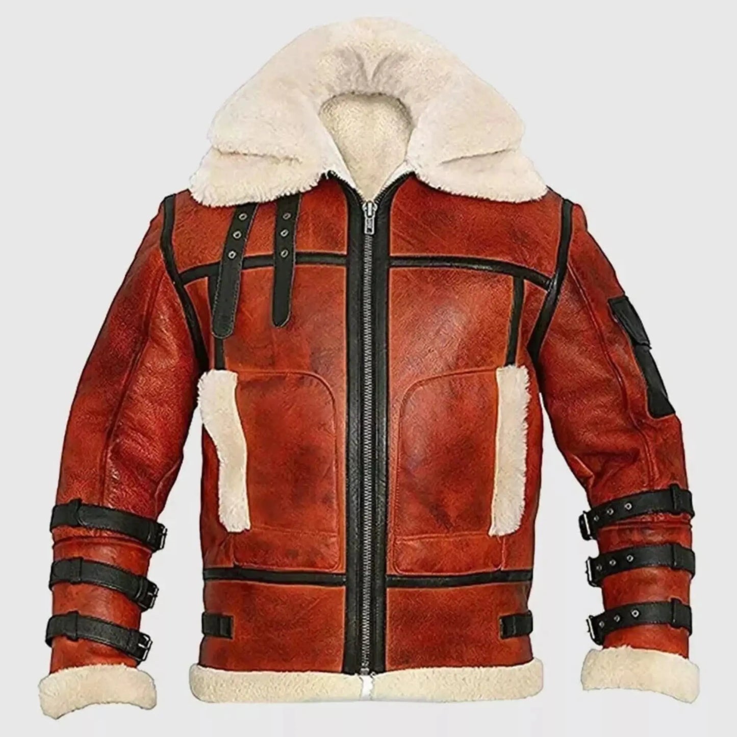 Buy Two‑Tone RAF B3 Real Leather Bomber Jacket – Pilot Aviator Jacket for Men My Store