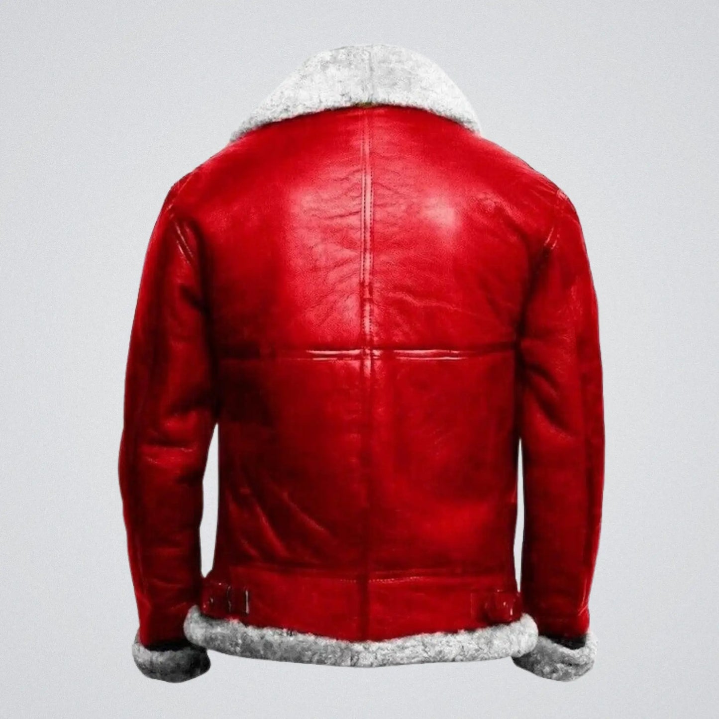 Handmade Red A2 Exquisite Shearling Coat - Santa Claus Christmas Fashion Leather Bomber Jacket My Store