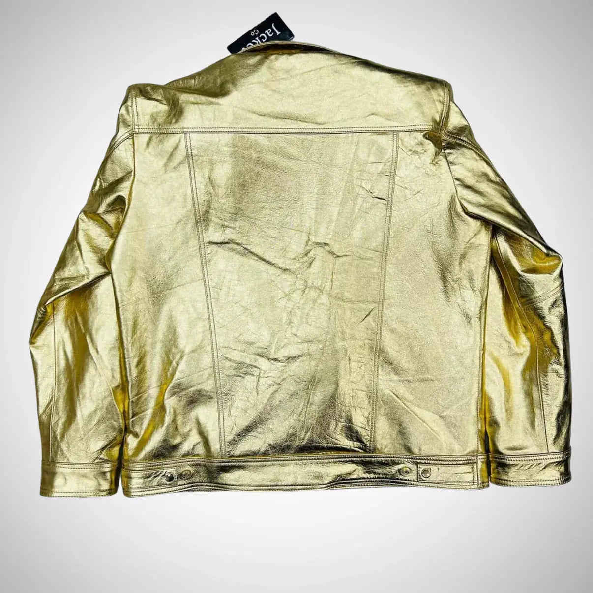 Men's Genuine Sheep Skin Gold Leather Biker Jacket My Store