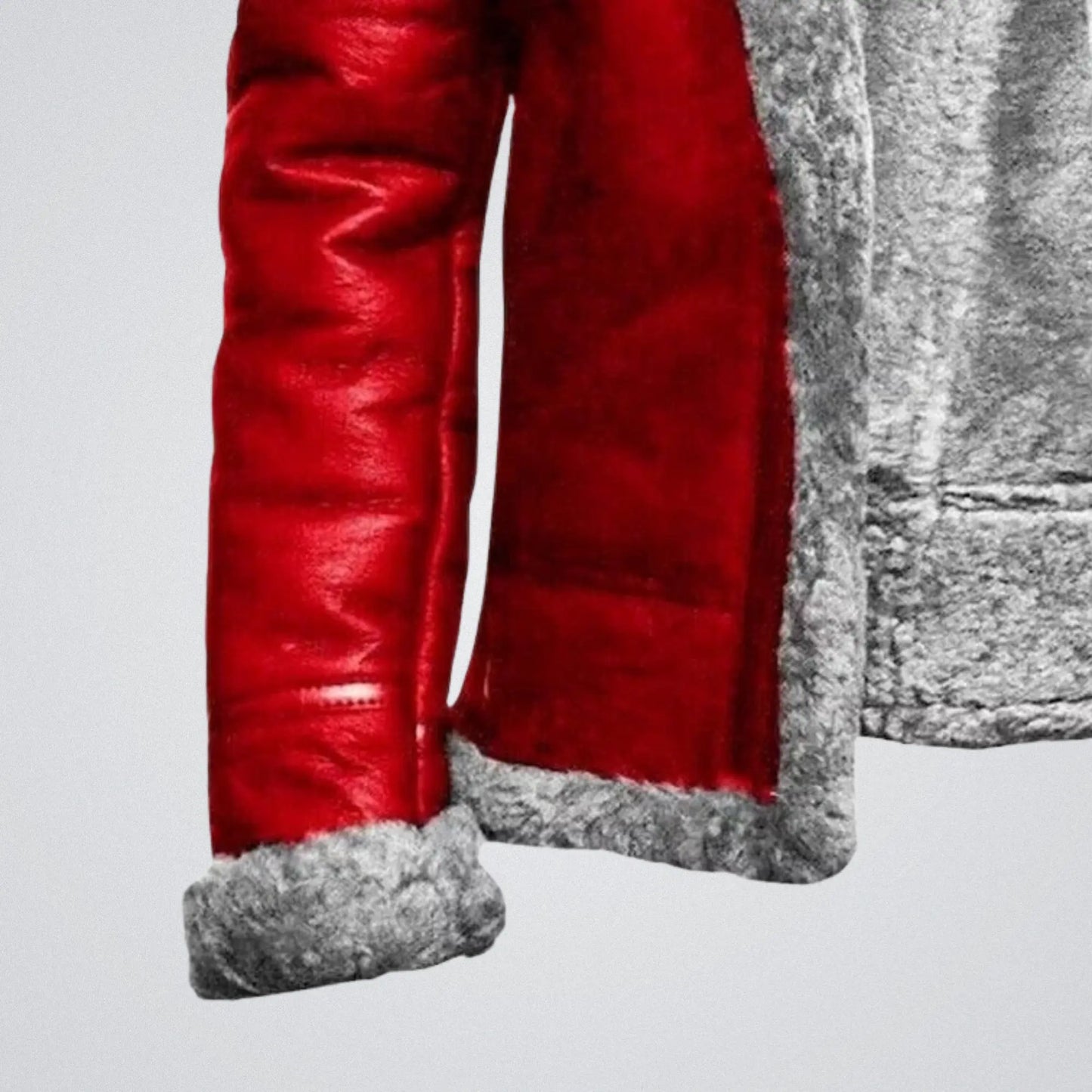 Handmade Red A2 Exquisite Shearling Coat - Santa Claus Christmas Fashion Leather Bomber Jacket My Store