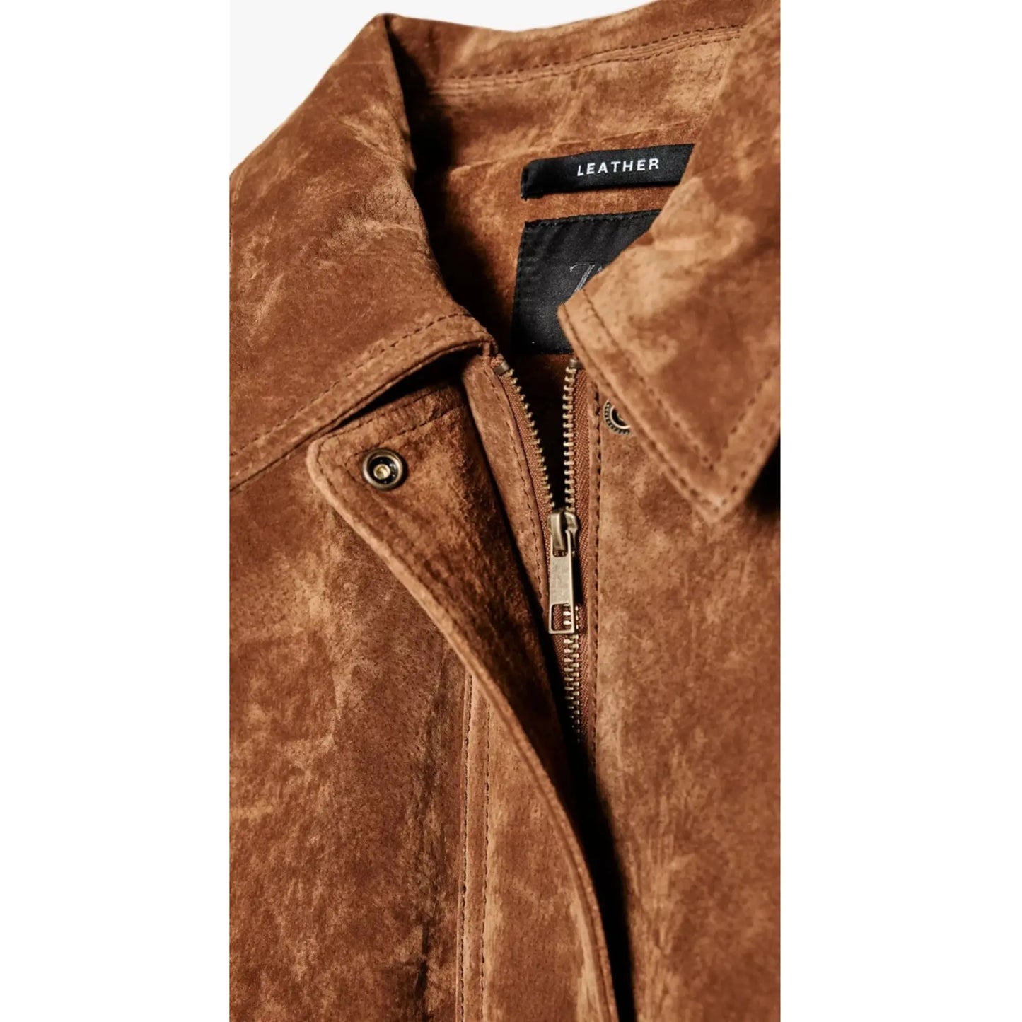 Sheep Skin Suede Leather Bomber Jacket with Pockets Camel XS - 3XL, Gift for Her, Women Fashion My Store