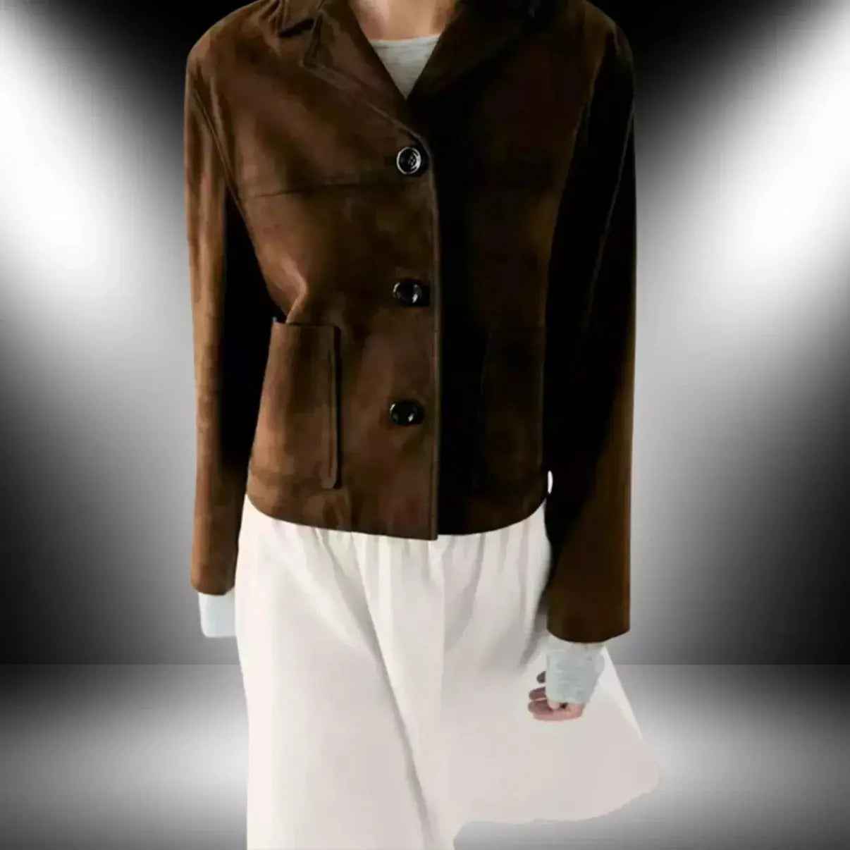 Women's Short Suede Leather Blazer Coat My Store