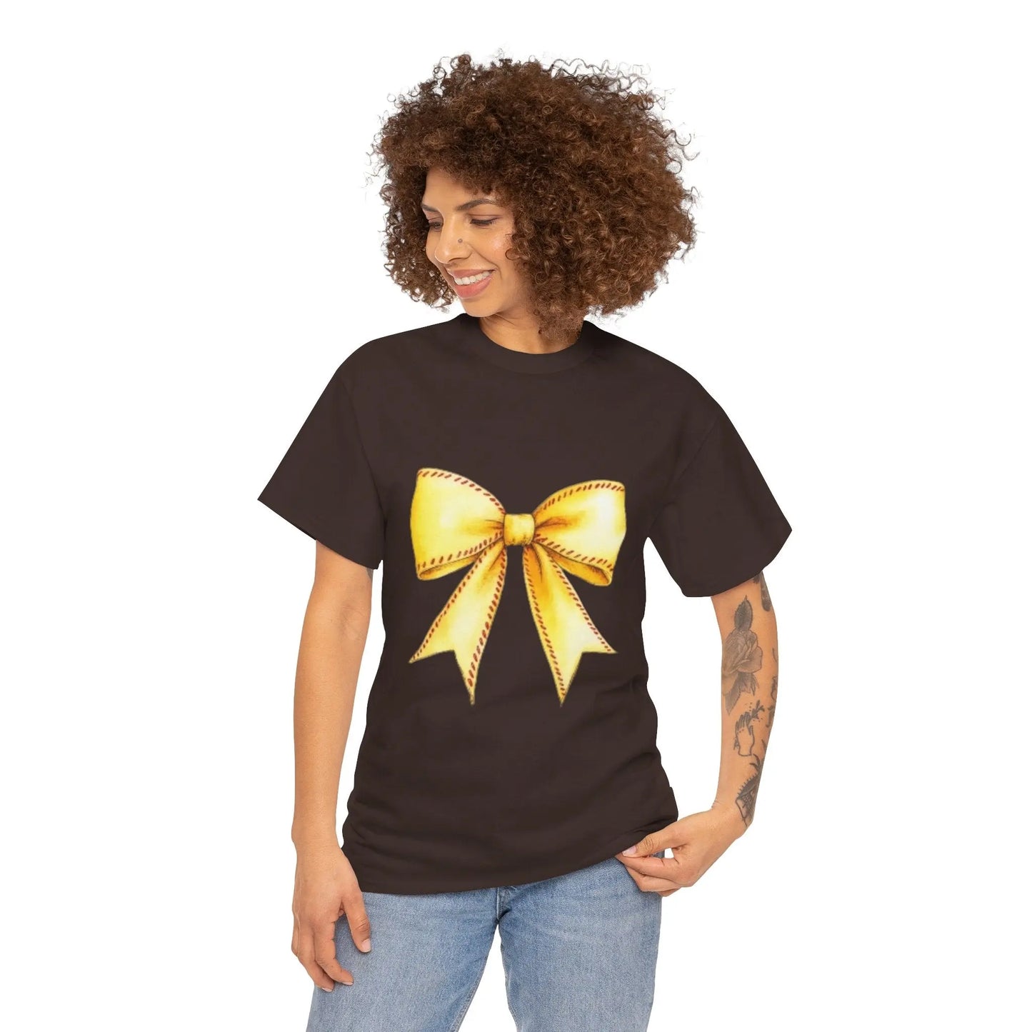 Yellow Bow Unisex Heavy Cotton Tee – Perfect Gift for Celebrations & Everyday Wear Printify