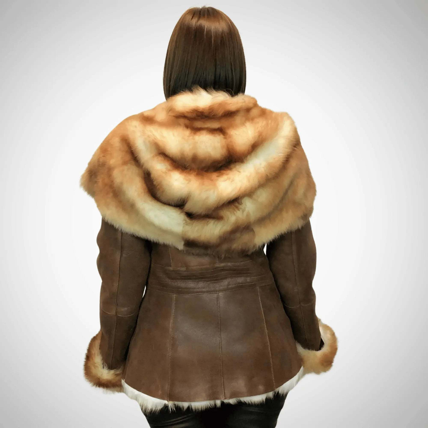 Women's Long-Hair Toscana Shearling Leather Coat with Hood My Store