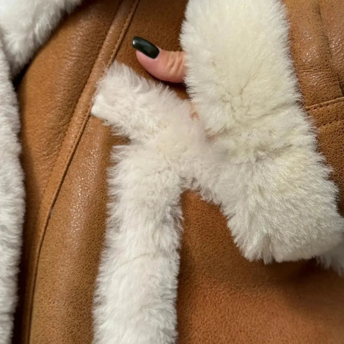Women Real Sheep Skin Shearling Brown Jacket Coat My Store