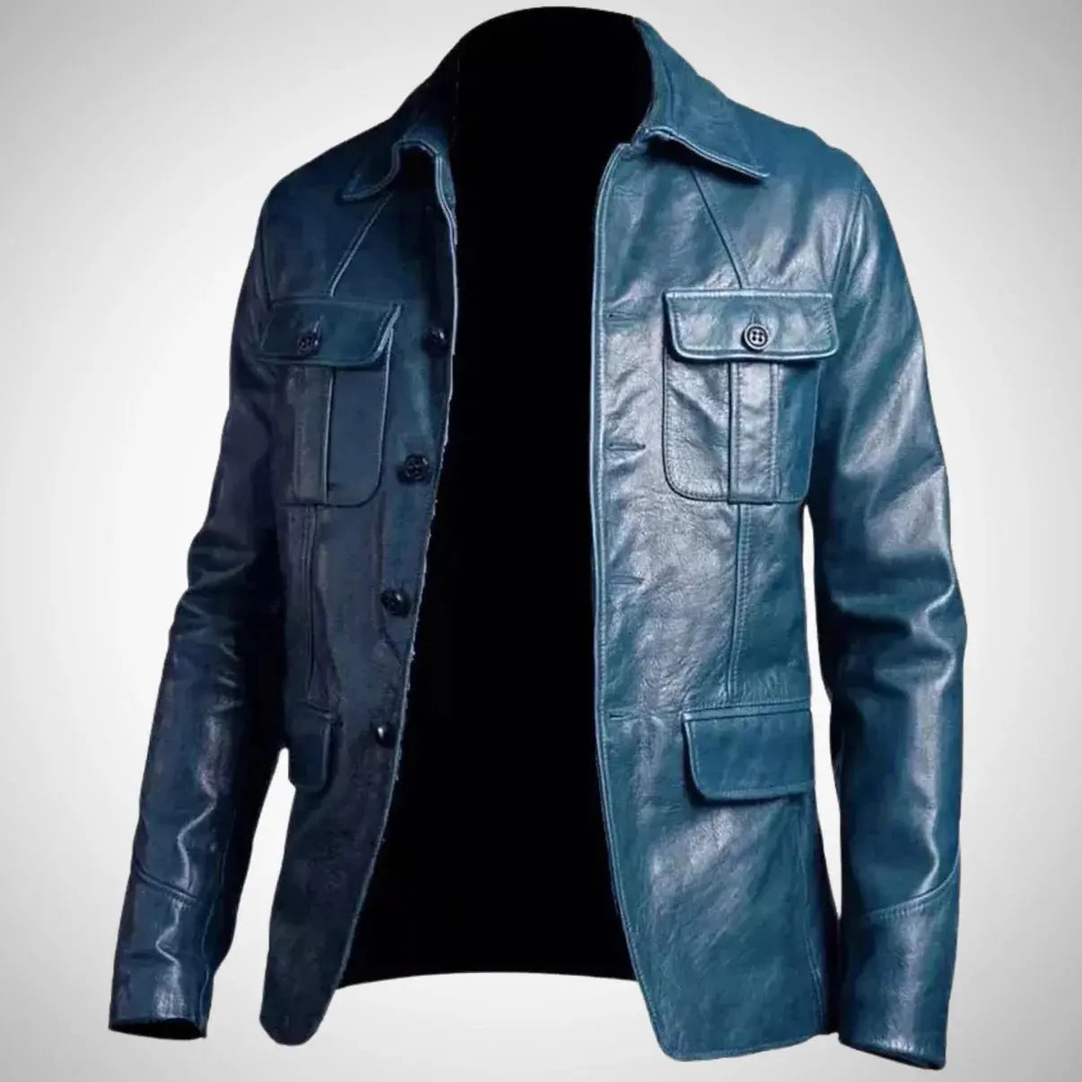 Men’s Lambskin Slim Fit 4-Pocket Leather Blazer Jacket My Store