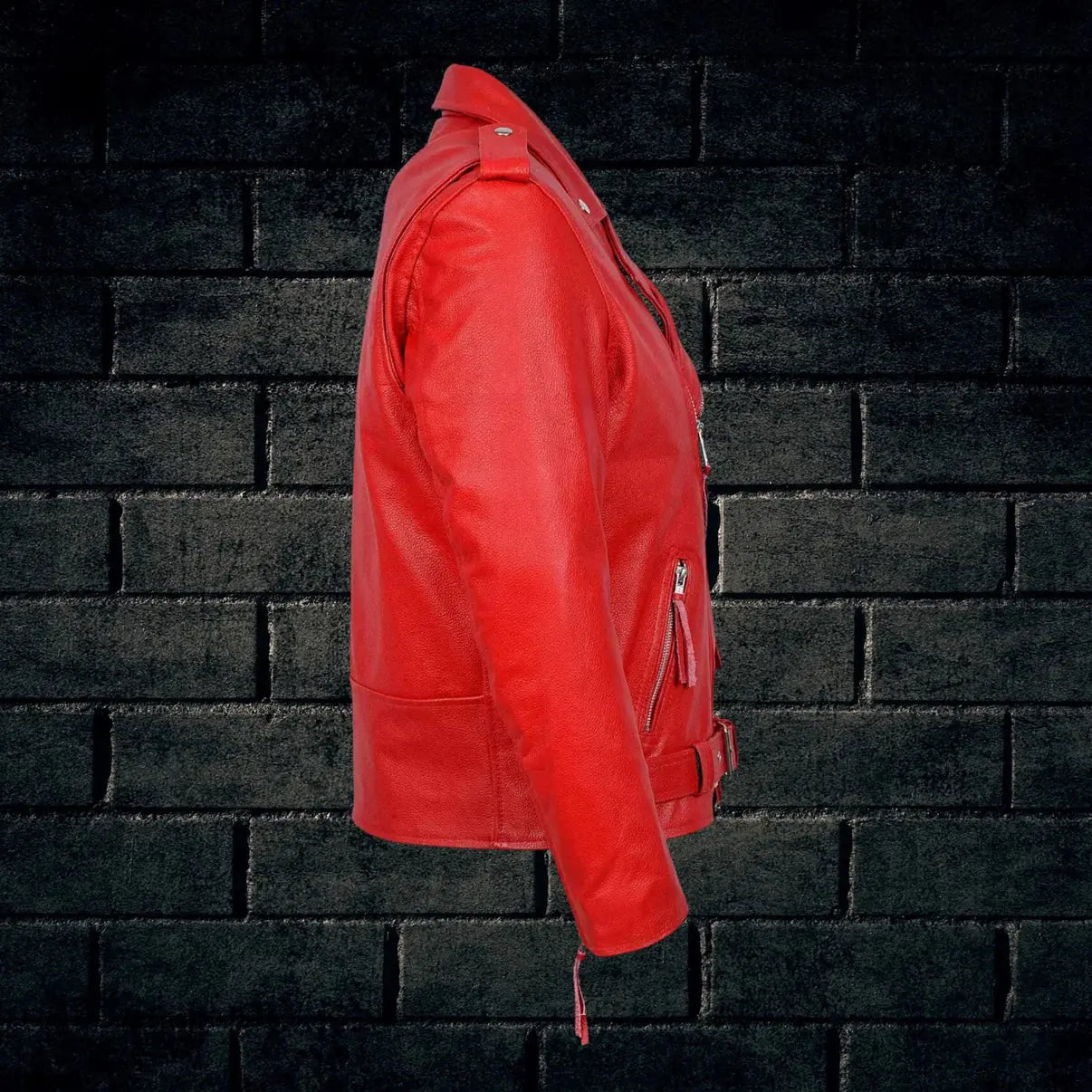 Men's Red Biker Leather Jacket, Motorcycle Motorbike Cowhide Leather Jacket, Gift for Him My Store