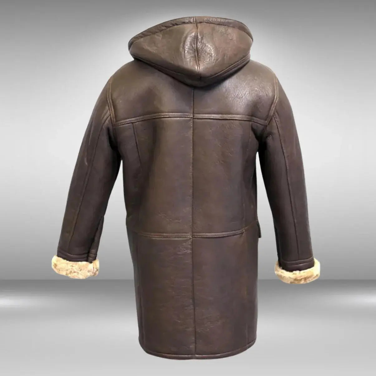 Men's Rufus Brown Real Shearling Sheepskin Leather Duffle Coat My Store