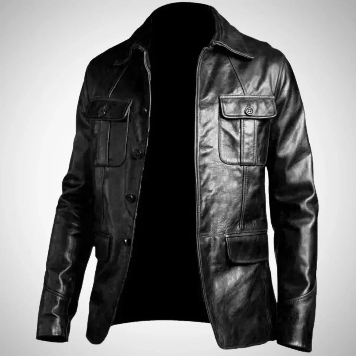 Men’s Lambskin Slim Fit 4-Pocket Leather Blazer Jacket My Store