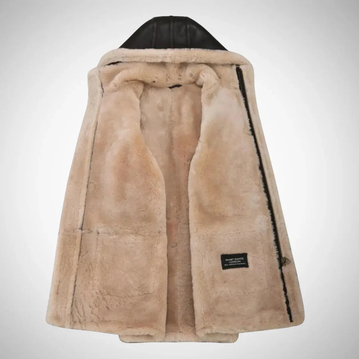 Men's Duffle Brown Fur Hooded Natural Shearling Coat My Store
