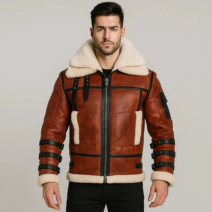 Buy Two-Tone RAF B3 Real Leather Bomber Jacket – Pilot Aviator Jacket for Men My Store