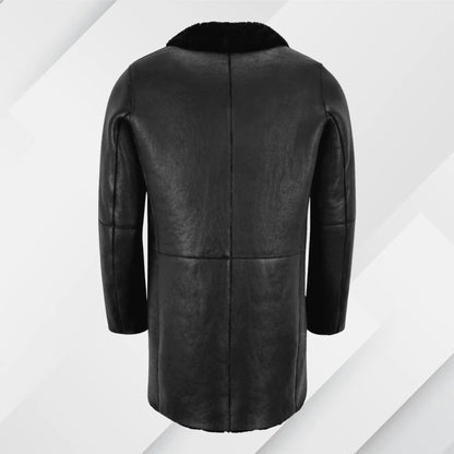 Men's Black Shearling Trench Coat – Buy Real Sheepskin Leather Jacket On Sale My Store
