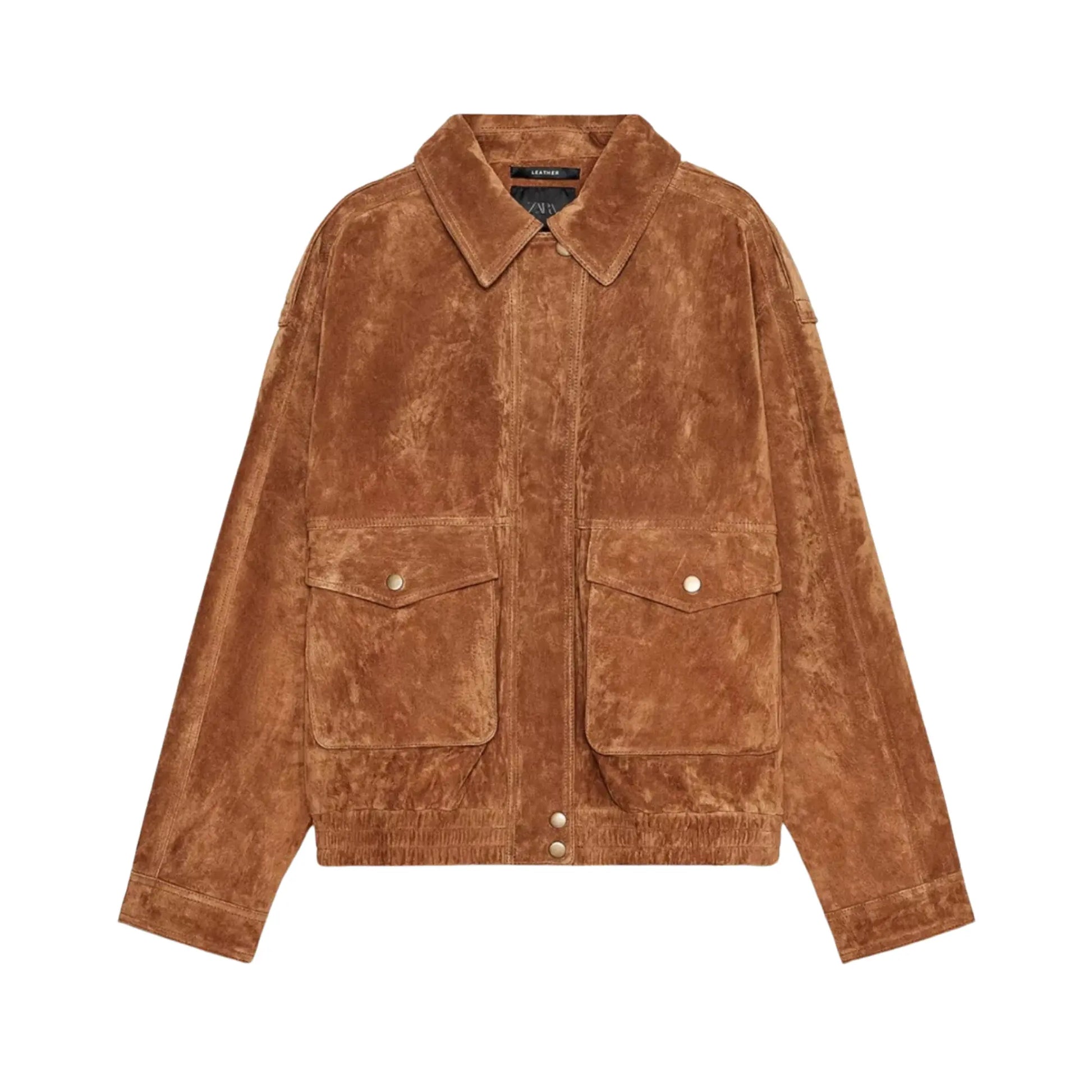 Sheep Skin Suede Leather Bomber Jacket with Pockets Camel XS - 3XL, Gift for Her, Women Fashion My Store