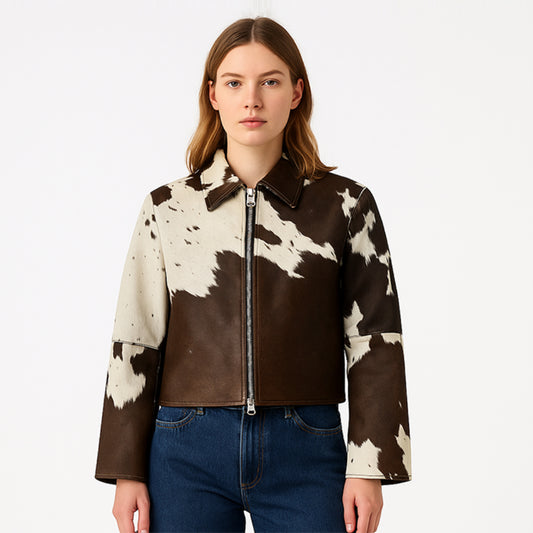 Genuine Cowhide Leather Jacket for Women
