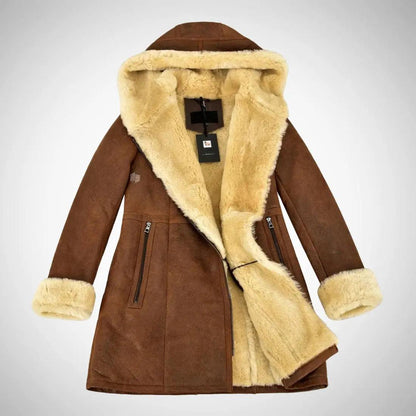 Women’s Copper Vintage B3 Bomber Real Shearling Aviator Coat My Store