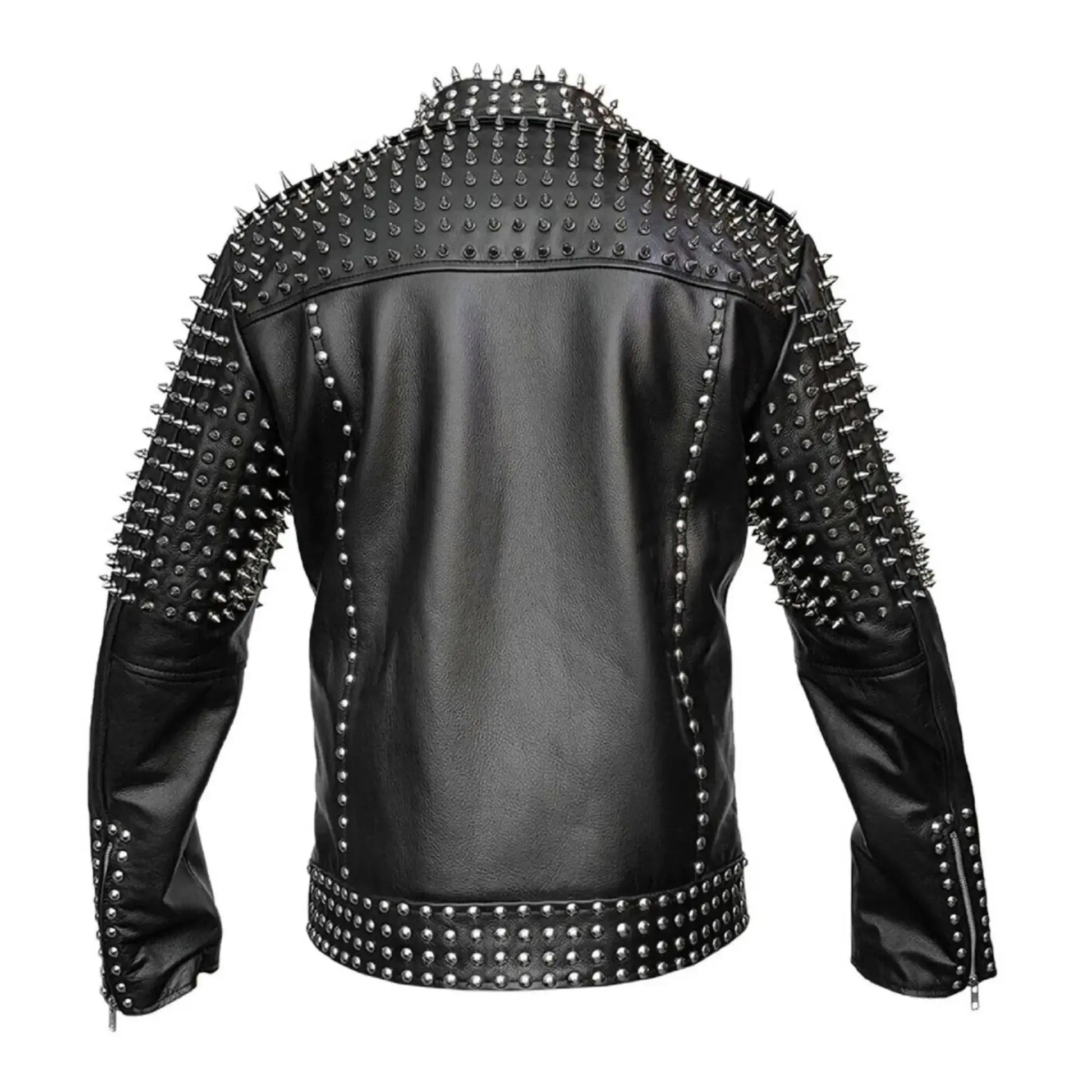 Custom Studded Leather Biker Jacket – Handmade Punk Moto Spike Jacket – Men Rock Motorcycle Coat My Store