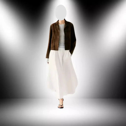 Women's Short Suede Leather Blazer Coat My Store