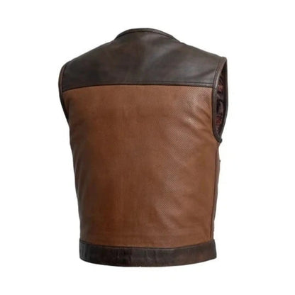 Black and Brown Leather Biker Vest Motorcycle Men Waistcoat Distress Brown Vest Rider Vest My Store