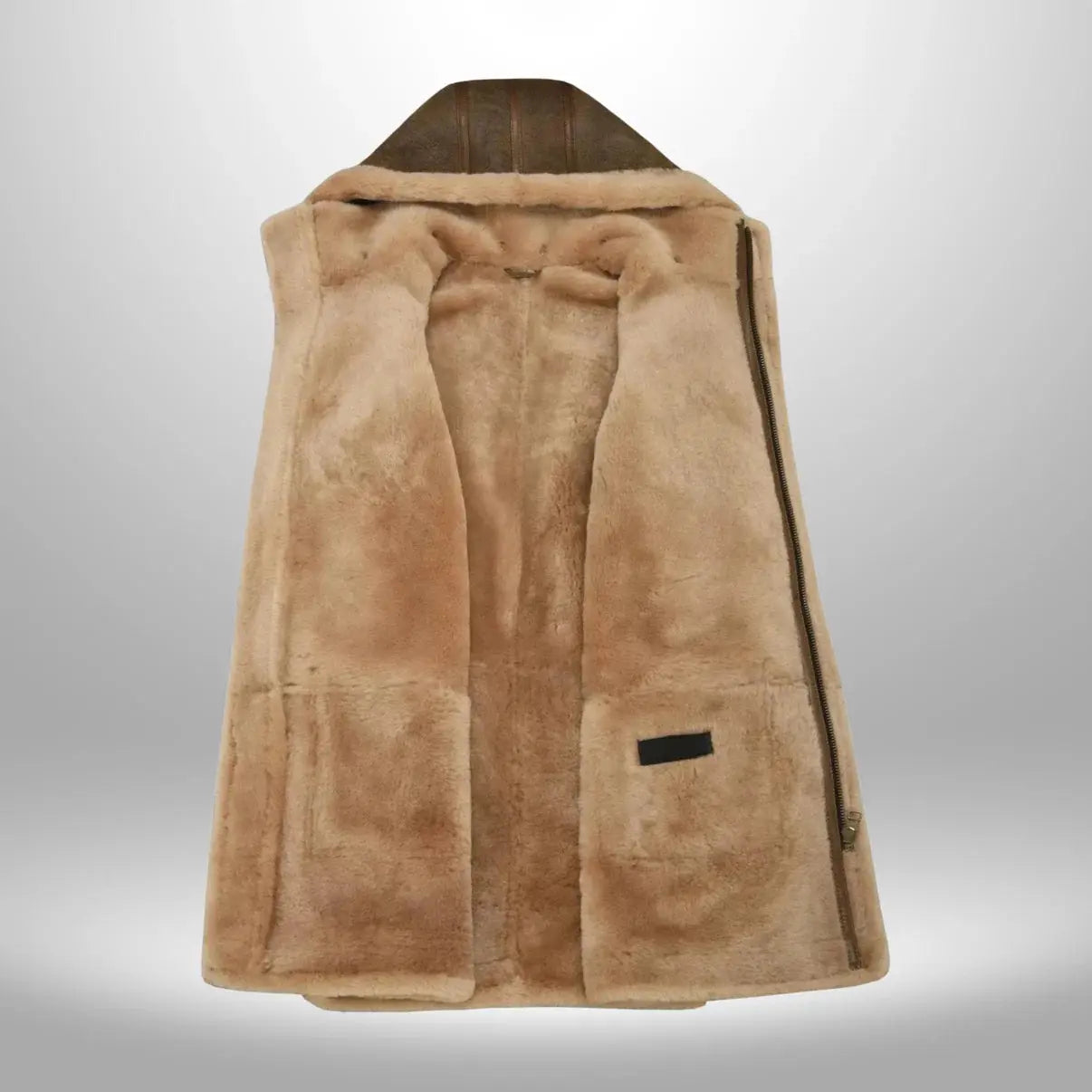Men’s Suede Leather Duffle Shearling Hooded Winter Coat My Store
