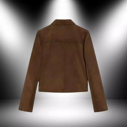 Women's Short Suede Leather Blazer Coat My Store
