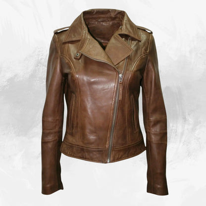 Women's Brown Real Leather Moto Jacket – Soft Lambskin Biker Style | Premium Fit | Genuine Leather Outerwear for Her My Store